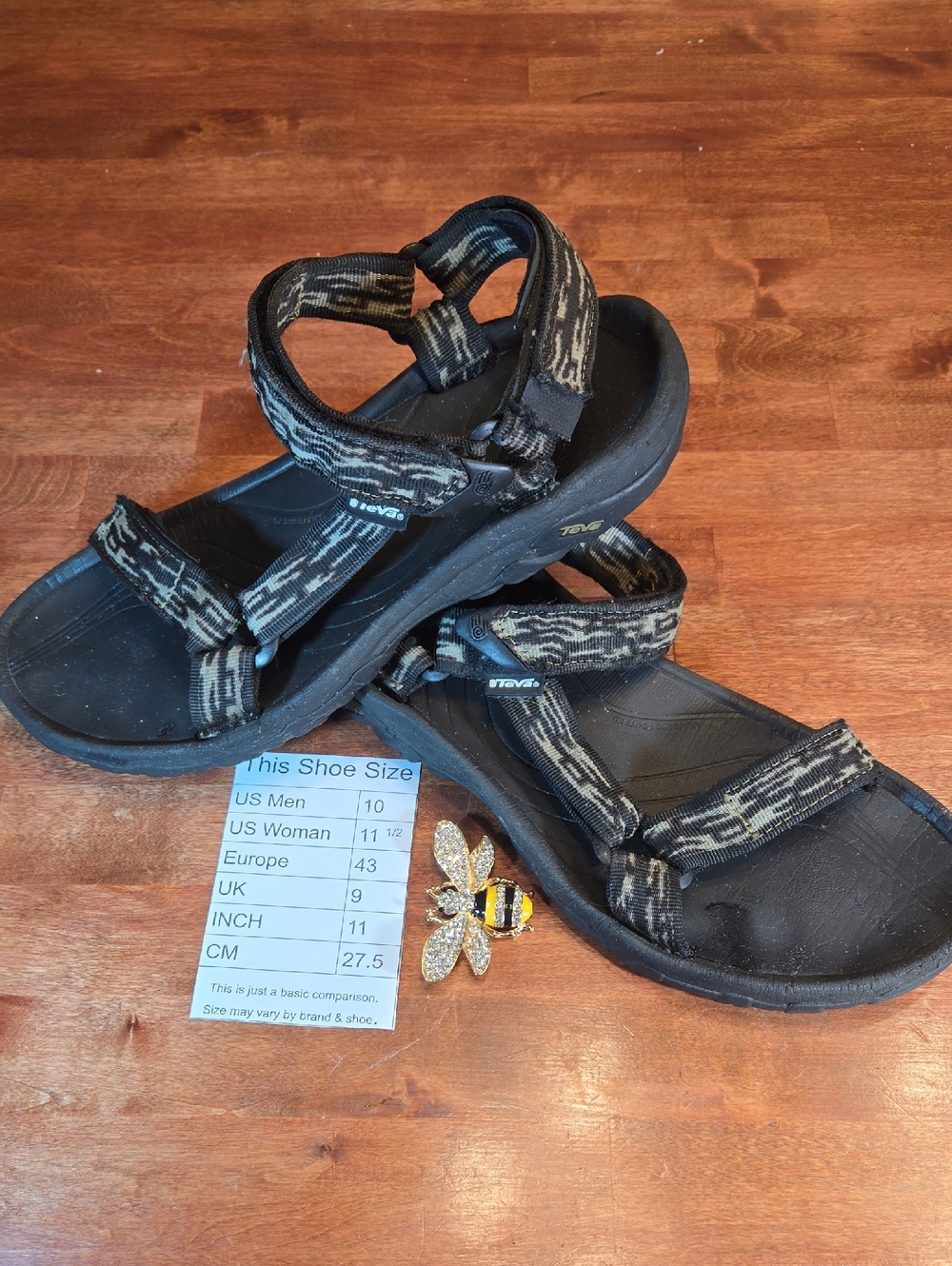 Teva Hurricane XLT Black and Cream Striped Webbing Sandal Strap SN 4156